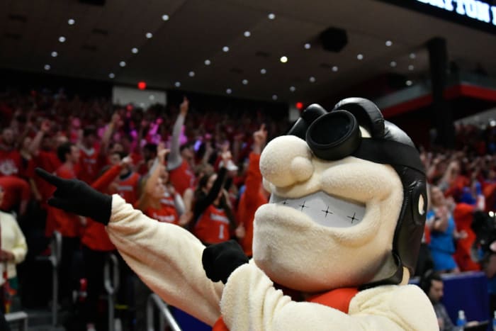 Rudy Flyer before Dayton’s 91-86 win over VCU on March 8, 2024.